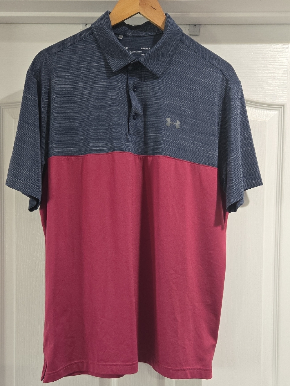 Under Armour Loose HeatGear Navy & Magenta Short Sleeve Polo Men's Large